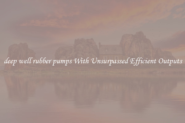 deep well rubber pumps With Unsurpassed Efficient Outputs