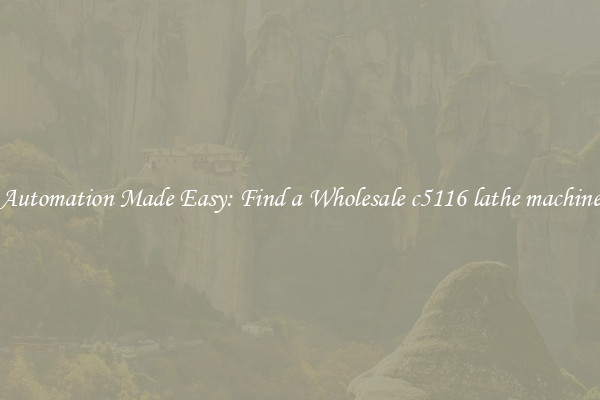  Automation Made Easy: Find a Wholesale c5116 lathe machine 